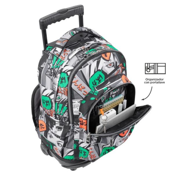 Mochila escolar con ruedas manga - Renglones