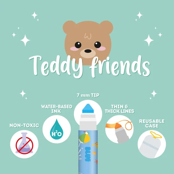 Set de 12 Rotuladores - Teddy Friends