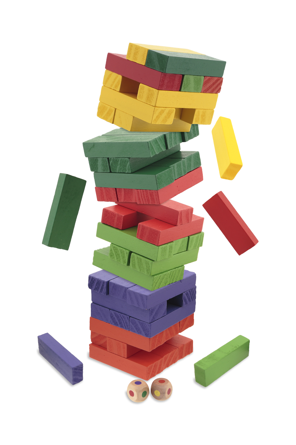 Torre Colorata 3 In 1 | Gioco Da Tavolo In Legno 54 Pezzi | Classico Gioco Dell'Equilibrio Per Famiglie E Bambini