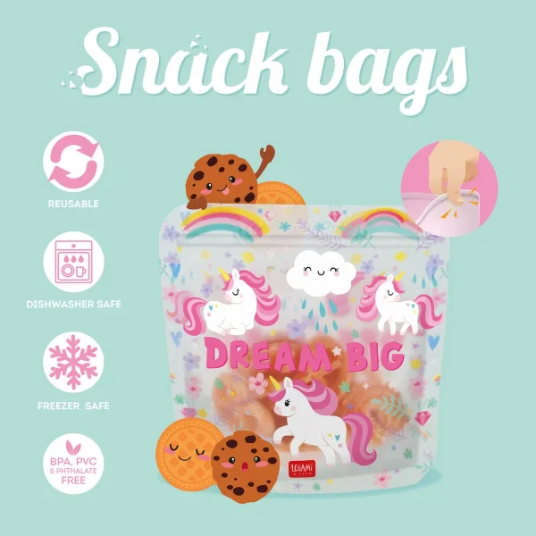 Set de 3 Bolsas Para Alimentos Unicornio