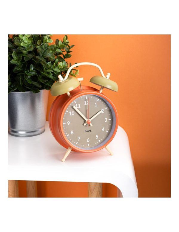 Reloj Despertador Retro Beige y Naranja