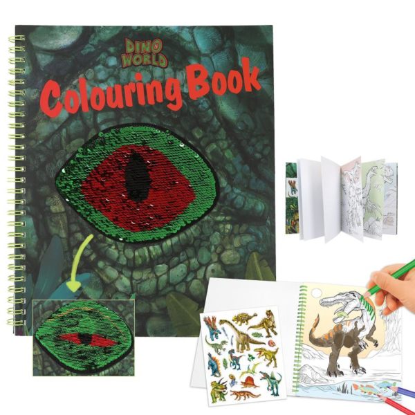 Dino World Libro Colorear con Lentejuelas