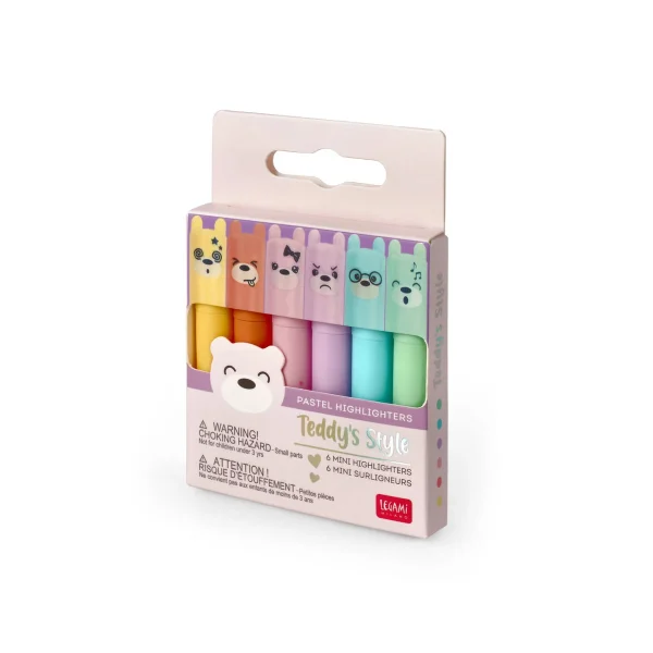 Set de 6 Mini Subrayadores - Teddy's Style-Pastel