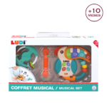 Conjunto musical para bebés con tucán, maraca y anillo con platillos