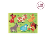 Puzzle encajable de madera prado con 12 piezas ilustradas