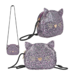 Bolso bandolera 'Rebel Kitty' de TOPModel con diseño de gato y estampado de leopardo rosa