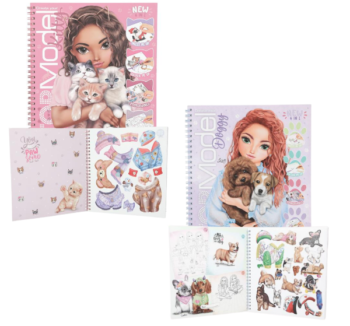 Libro para colorear Crea tu mascota de TOPModel, con opciones de cuadernos Doggy y Kitty