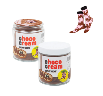 Calcetines Choco Cream en tarro de crema de cacao, con diseño inspirado en un bote de chocolate.