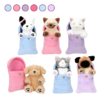 Peluches Perros y Gatos en Saco de Dormir