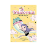 Portada del libro Unicornia 3: Un reto mágico. Claudia y los unicornios en el refugio, con un bebé unicornio negro que necesita encontrar su familia.