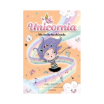 Portada del libro Unicornia 6: Un baile hechizado, con un unicornio danzando sobre un escenario mágico de arcoíris y nubes.