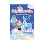 Portada del libro Unicornia 7: Un palacio de hielo, mostrando una ilustración mágica con unicornios, renos y el Palacio de Hielo en un paisaje nevado