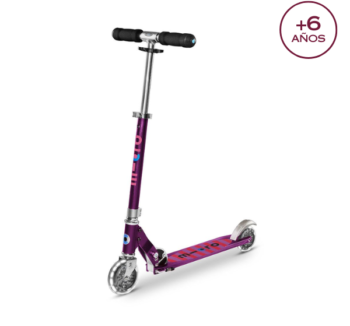 Patinete Micro Sprite Lila LED, con diseño elegante, ruedas con luces LED y manillar ajustable