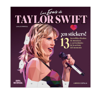 Portada del libro "Las eras de Taylor Swift" con un diseño colorido y una ilustración de mosaicos que celebra las etapas más icónicas de la artista.