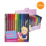 Pack de 12 rotuladores Princess Top de doble punta en colores vibrantes, ideal para colorear, dibujar y proyectos creativos.