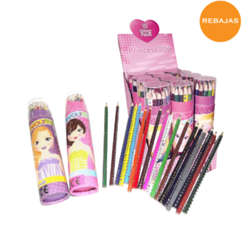 Pack de 18 lápices de colores Princess Top en tonos vibrantes, perfectos para colorear y dibujar con precisión y creatividad.