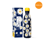 Botella termo margaritas de 500 ml, diseño floral con triple pared, acero inoxidable y capacidad para mantener bebidas frías 36 h y calientes 24 h.