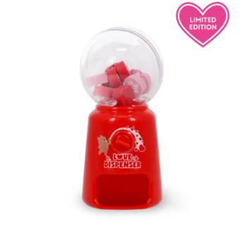 Dispensador de Mini Gomas Legami Edición San Valentín, con diseño romántico y 15 gomas en forma de corazón.