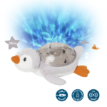 Vista de la proyección polar en movimiento creada por el pingüino en el dormitorio.