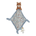 DouDou Zorro Forest Friends Little Dutch, un suave paño de apego con etiquetas sensoriales y lazo para chupete.