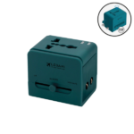 Adaptador de Enchufe Universal de Viaje Legami en azul petróleo, ideal para viajeros.