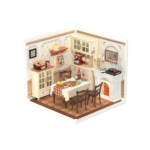 Maqueta en Miniatura Comedor Rolife con muebles detallados.