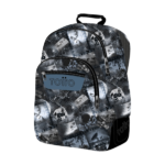 Mochila Escolar Film Totto con diseño en tonos grises y efecto film.