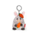 Llavero de Peluche Burro Legami con burro abrazando su zanahoria y chapa metálica