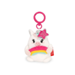 Llavero de Peluche Unicornio Legami abrazando arcoíris con chapa “Believe in magic”