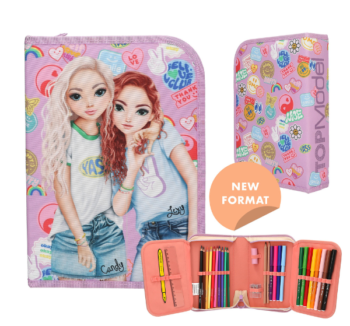 Estuche Deluxe GIRL POWER de TopModel abierto con material escolar