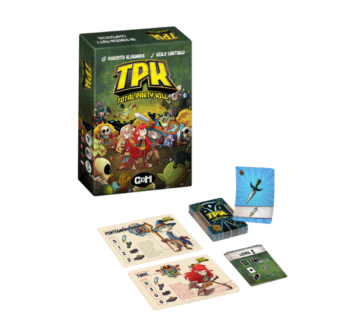 Caja del juego de cartas TPK Total Party Kill con arte de fantasía medieval