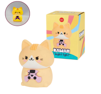 Lámpara de Noche Kawaii de Gamer – Diseño de gato kawaii y luz suave.
