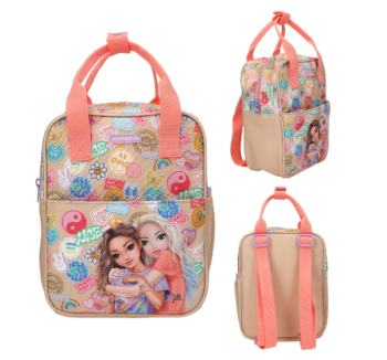 Mini Mochila GIRL POWER de TopModel – Diseño en beige y coral.