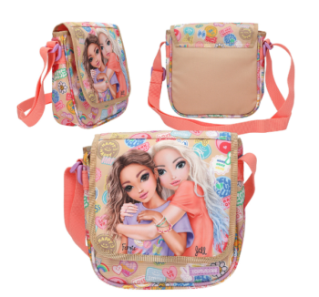 Bolso Bandolera Pequeño GIRL POWER de TopModel – Diseño beige y coral.