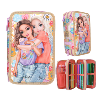 Estuche Triple GIRL POWER de TopModel Beige – Diseño juvenil y vibrante.