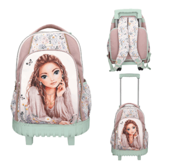 Mochila Escolar con Carro SUMMER FEELING de TopModel – diseño floral y mariposas.