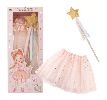 Producto: Set de Disfraz de Princess Mimi completo con falda de tul rosa y varita mágica.