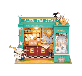 "Maqueta Alice’s Tea Store de RoLife – casa de té miniatura estilo vintage montada