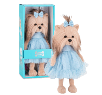 Peluche Lucky Yoyo Blue Dream 37cm de frente con ropa azul