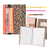 Libreta con Bolígrafos Leopardo de TopModel con estuche de rejilla