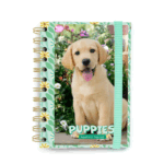 Portada personalizable de la Agenda Escolar Diaria 2025-26 Perros con diseño de cachorros.