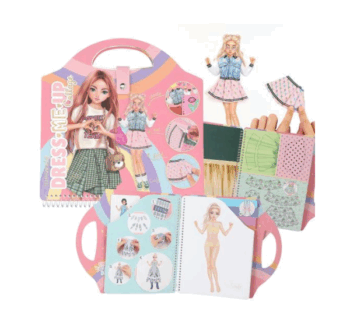 Producto: Portada y detalles del Libro Dress Me Up TOPModel con cierre a presión