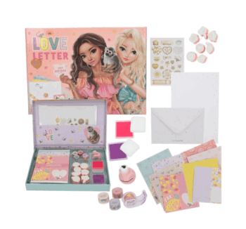 Producto: Vista completa del Set Cartas Love JUICY TOPModel con todos los accesorios