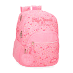 Vista frontal de la Mochila Doble Compartimento Alenka de Pepe Jeans con flores en relieve