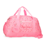 Vista frontal de la Bolsa de Viaje Alenka Rosa de Pepe Jeans con diseño floral y bolsillo exterior