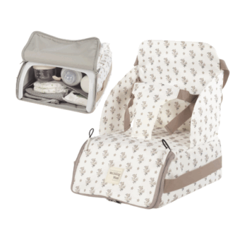 Trona Portátil Botton Flowers de Walking Mum plegada sobre silla