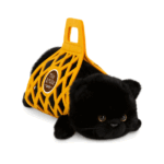 Peluche de Milo el Gato Negro con transportín de fieltro mostaza