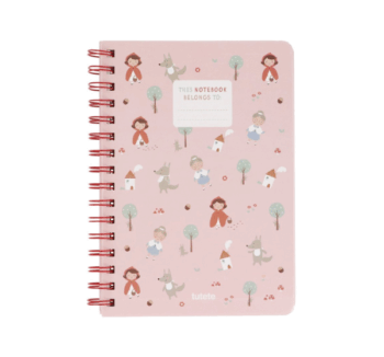 Libreta Little Red abierta con hojas pautadas para escritura infantil – Colección Vuelta al Cole 2025 de Tutete