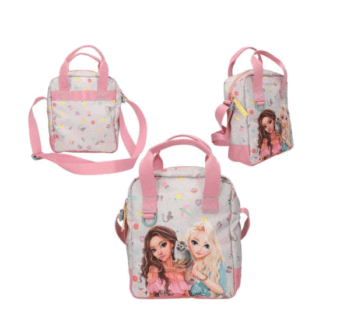 Vista del bolso bandolera JUICY TOPModel con diseño de dos modelos y mono