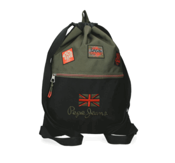 Mochila Saco Ponder de Pepe Jeans con diseño marrón y bandera inglesa